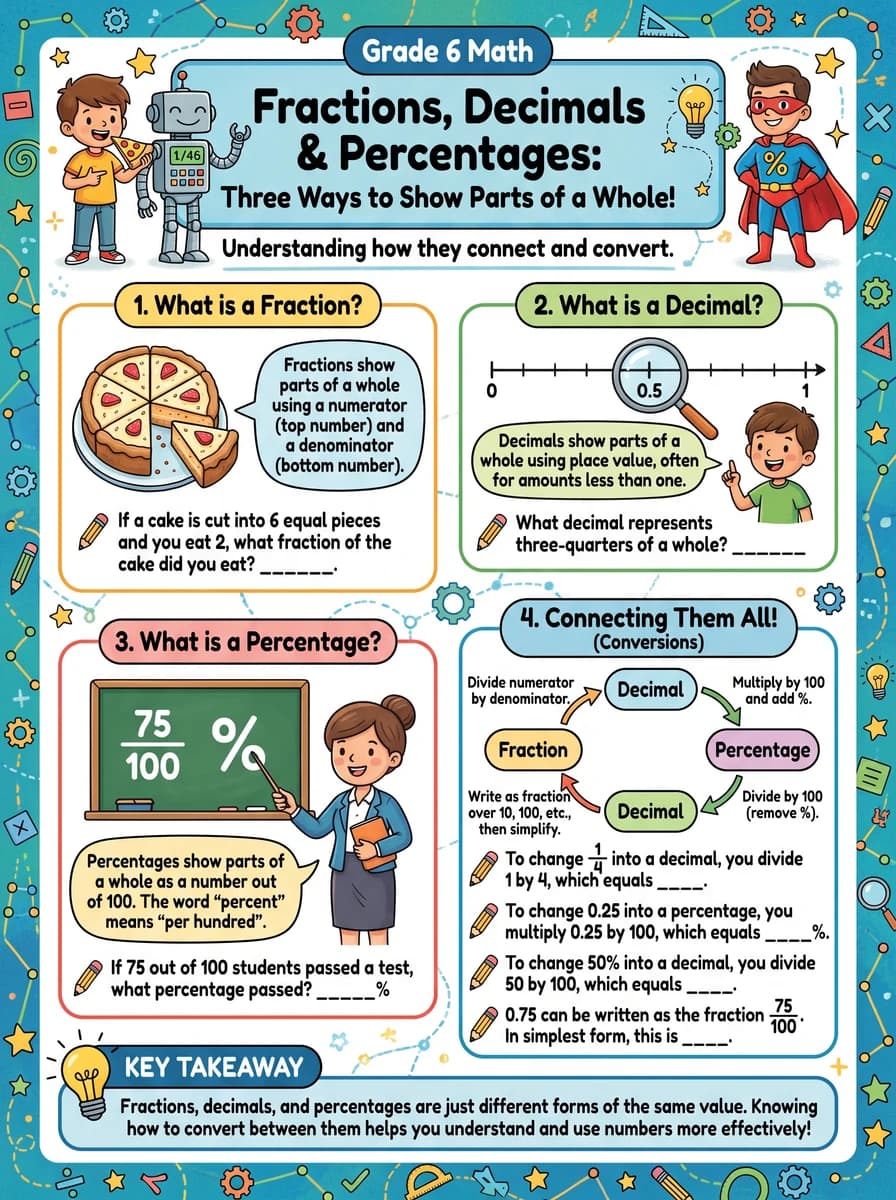 Worksheet: Fractions, Decimals & Percentages